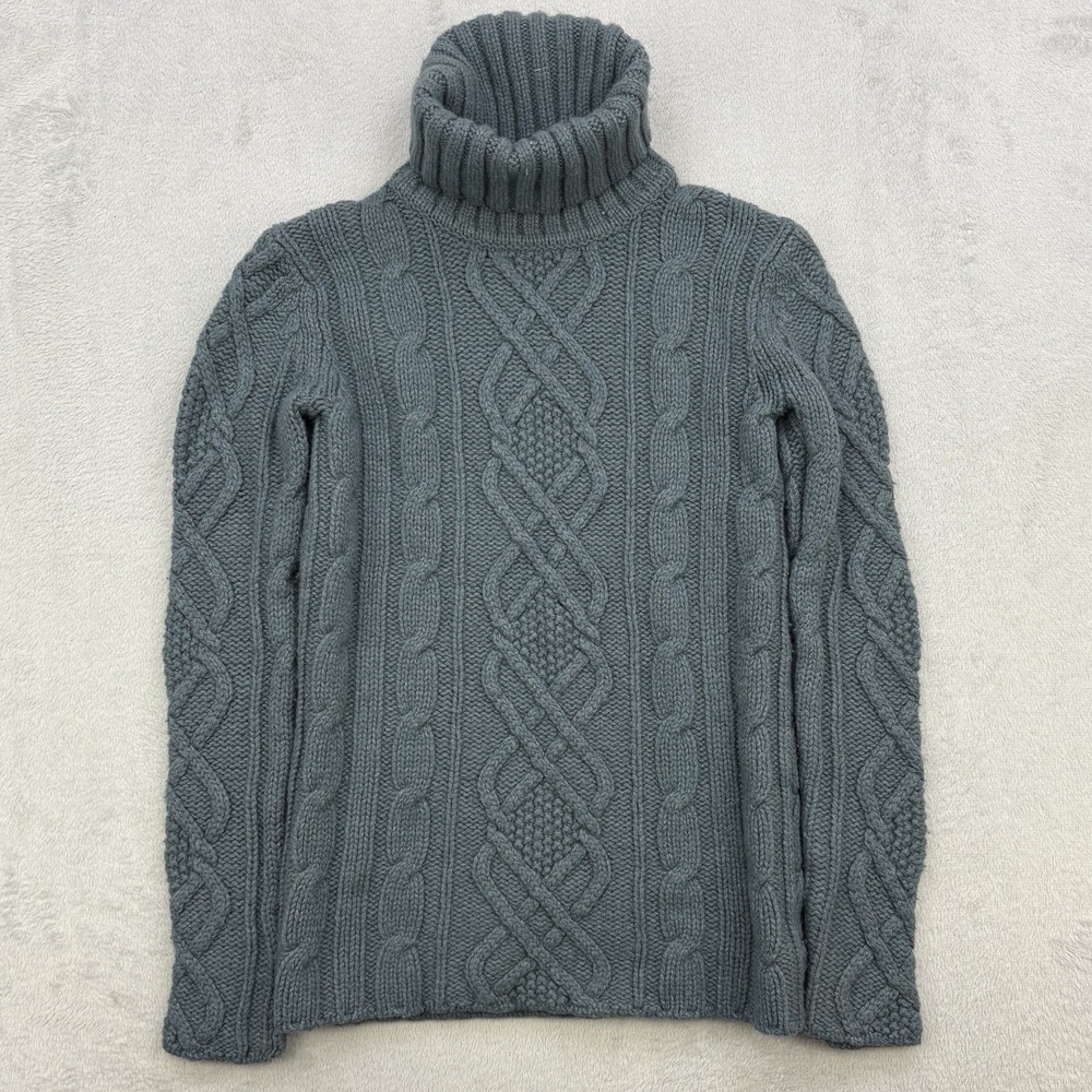 Eddie Bauer Sweater Womens XS Teal Blue Turquoise Green Fisherman Merino Wool